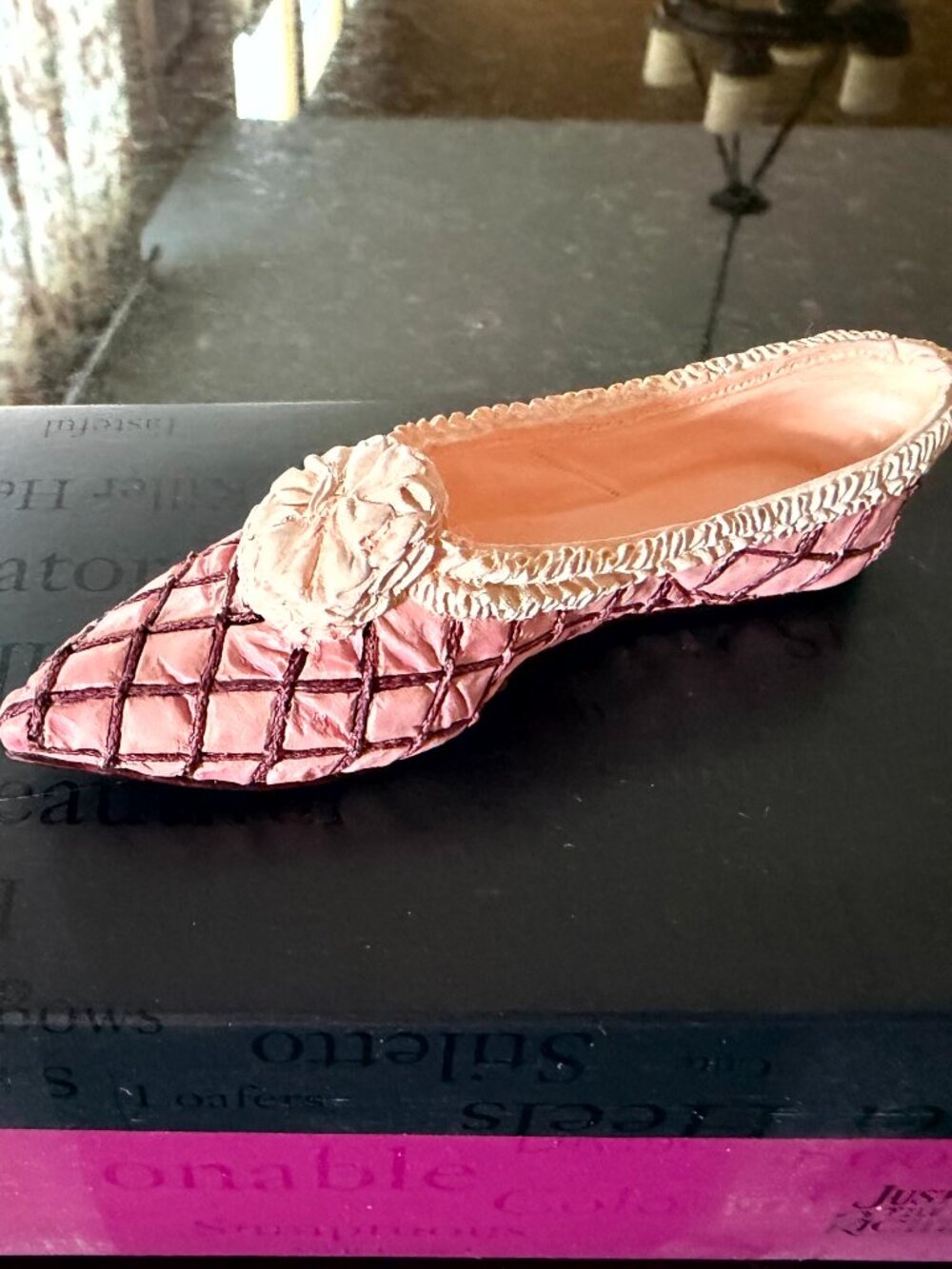 Just the Right Shoe Truffles 25086 Pink Quilted Slipper Figurine Box